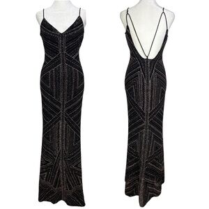 JUMP Vintage 90s Y2K Slinky Stretchy Sparkly Glitter Maxi Formal Prom Dress 3/4